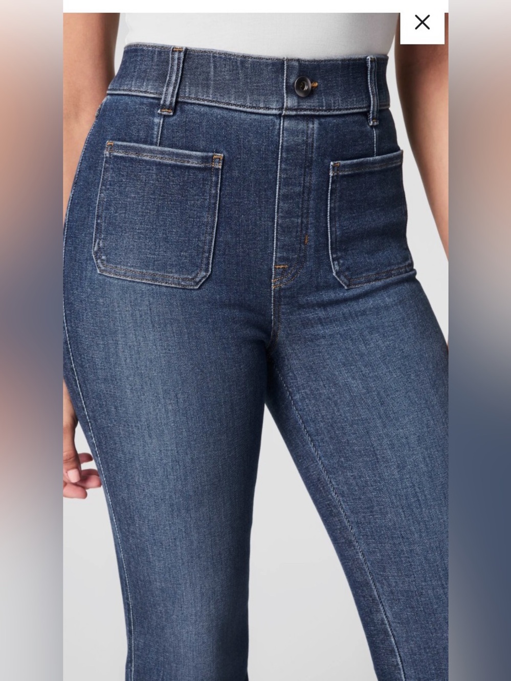 SPANX High-Rise Dark Blue Patch Pocket flare Jeans size 3XL NWT